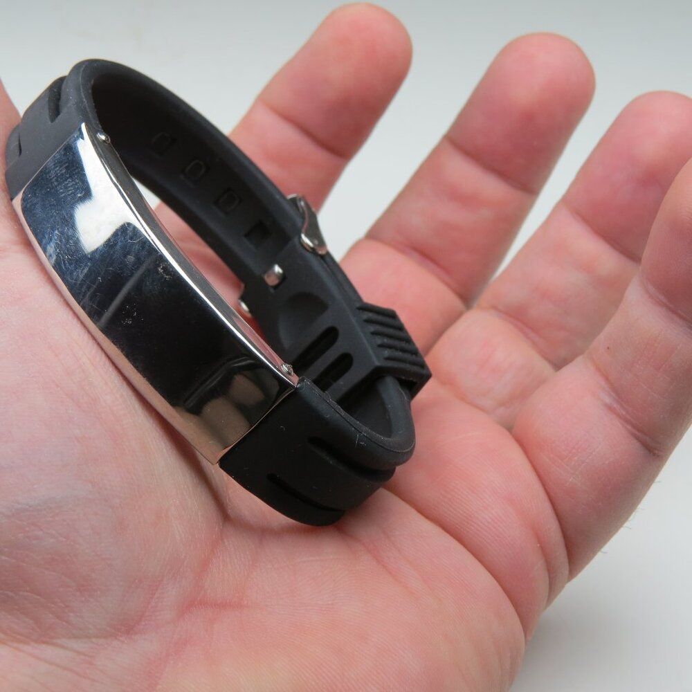 $150 ID Bracelet St. Steel & Rubber Black